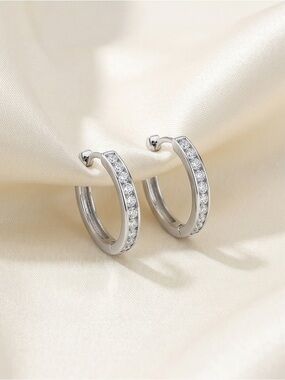 13mm 0.25 ctw Channel-Set Moissanite Huggies - 0.925 Silver